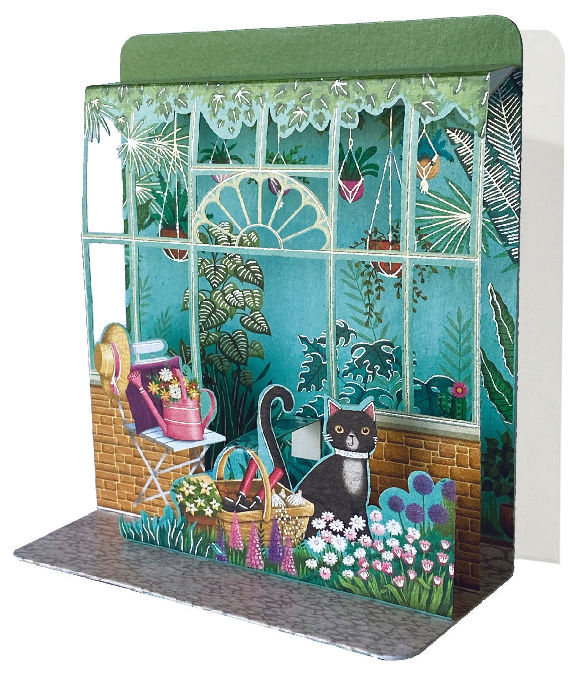 Cat in Garden Pop-up Small 3D Card